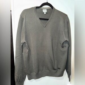 Armani Collezioni V-Neck Sweater Mens S olive green Minimalist Designer Knit